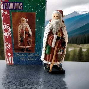 Traditions Porcelain Collectable Santa Claus Figure Handpainted Christmas Holida